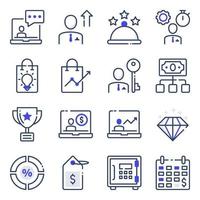 Packung Business- und E-Commerce-Flat-Icons vektor