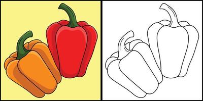 klocka peppar frukt färg sida illustration vektor