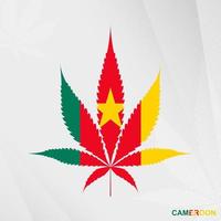 Flagge von Kamerun im Marihuana Blatt Form. das Konzept von Legalisierung Cannabis im Kamerun. vektor