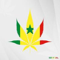 flagga av senegal i marijuana blad form. de begrepp av legalisering cannabis i senegal. vektor