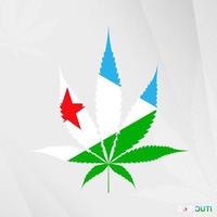 flagga av djibouti i marijuana blad form. de begrepp av legalisering cannabis i djibouti. vektor