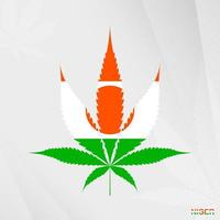 flagga av niger i marijuana blad form. de begrepp av legalisering cannabis i niger. vektor