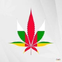 Flagge von zentral afrikanisch Republik im Marihuana Blatt Form. das Konzept von Legalisierung Cannabis im zentral afrikanisch Republik. vektor