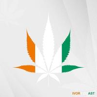 Flagge von Elfenbein Küste im Marihuana Blatt Form. das Konzept von Legalisierung Cannabis im Elfenbein Küste. vektor