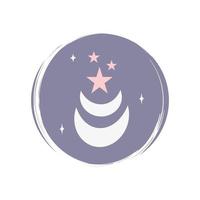 süß esoterisch Symbol Vektor mit Mond und Sterne, Illustration auf Kreis mit Bürste Textur, zum Sozial Medien Geschichte und instagram Highlights