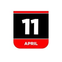11th april vektor ikon. 11 april kalender.