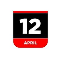 12 .. April Vektor Symbol. 12 April Kalender.