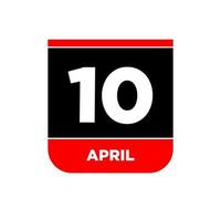 10 .. April Vektor Symbol. 10 April Kalender.