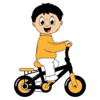 söt pojke tecknad serie rida cykel illustration grafisk vektor