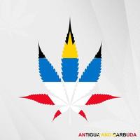 flagga av antigua och barbuda i marijuana blad form. de begrepp av legalisering cannabis i antigua och barbuda. vektor