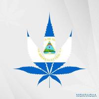 Flagge von Nicaragua im Marihuana Blatt Form. das Konzept von Legalisierung Cannabis im Nicaragua. vektor