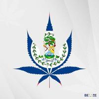 Flagge von belize im Marihuana Blatt Form. das Konzept von Legalisierung Cannabis im Belize. vektor