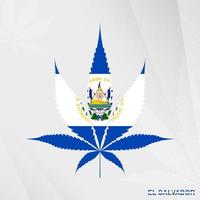Flagge von el Salvador im Marihuana Blatt Form. das Konzept von Legalisierung Cannabis im el salvador. vektor