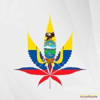 Flagge von Ecuador im Marihuana Blatt Form. das Konzept von Legalisierung Cannabis im Ecuador. vektor