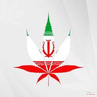 Flagge von ich rannte im Marihuana Blatt Form. das Konzept von Legalisierung Cannabis im Iran. vektor