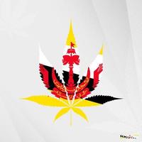 flagga av brunei i marijuana blad form. de begrepp av legalisering cannabis i brunei. vektor