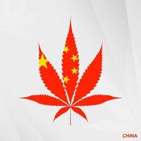 Flagge von China im Marihuana Blatt Form. das Konzept von Legalisierung Cannabis im China. vektor