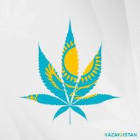 Flagge von Kasachstan im Marihuana Blatt Form. das Konzept von Legalisierung Cannabis im Kasachstan. vektor