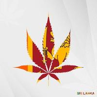 flagga av sri lanka i marijuana blad form. de begrepp av legalisering cannabis i sri lanka. vektor