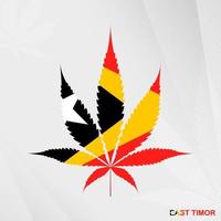 flagga av öst timor i marijuana blad form. de begrepp av legalisering cannabis i öst timor. vektor