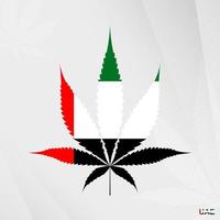 Flagge von vereinigt arabisch Emirate im Marihuana Blatt Form. das Konzept von Legalisierung Cannabis im vereinigt arabisch Emirate. vektor