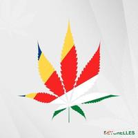 Flagge von Seychellen im Marihuana Blatt Form. das Konzept von Legalisierung Cannabis im Seychellen. vektor