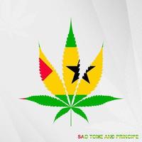 Flagge von sao mir und Prinzip im Marihuana Blatt Form. das Konzept von Legalisierung Cannabis im sao mir und Prinzip. vektor