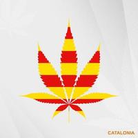 flagga av catalonia i marijuana blad form. de begrepp av legalisering cannabis i Katalonien. vektor