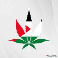 Flagge von Palästina im Marihuana Blatt Form. das Konzept von Legalisierung Cannabis im Palästina. vektor