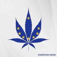 Flagge von europäisch Union im Marihuana Blatt Form. das Konzept von Legalisierung Cannabis im europäisch Union. vektor