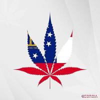 flagga av georgien i marijuana blad form. de begrepp av legalisering cannabis i georgien. vektor
