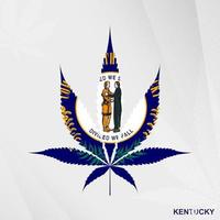 Flagge von Kentucky im Marihuana Blatt Form. das Konzept von Legalisierung Cannabis im Kentucky. vektor