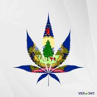 Flagge von Vermont im Marihuana Blatt Form. das Konzept von Legalisierung Cannabis im Vermont. vektor