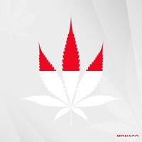flagga av Monaco i marijuana blad form. de begrepp av legalisering cannabis i monaco. vektor
