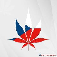 flagga av tjeck republik i marijuana blad form. de begrepp av legalisering cannabis i tjeck republik. vektor
