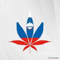 Flagge von Slowenien im Marihuana Blatt Form. das Konzept von Legalisierung Cannabis im Slowenien. vektor