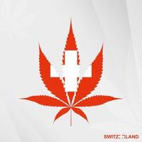 Flagge von Schweiz im Marihuana Blatt Form. das Konzept von Legalisierung Cannabis im Schweiz. vektor