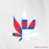 Flagge von Färöer Inseln im Marihuana Blatt Form. das Konzept von Legalisierung Cannabis im Färöer Inseln. vektor
