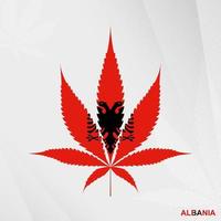 Flagge von Albanien im Marihuana Blatt Form. das Konzept von Legalisierung Cannabis im Albanien. vektor