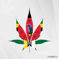 Flagge von Dominica im Marihuana Blatt Form. das Konzept von Legalisierung Cannabis im Dominika. vektor