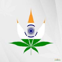 flagga av Indien i marijuana blad form. de begrepp av legalisering cannabis i Indien. vektor