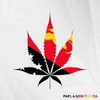 Flagge von Papua Neu Guinea im Marihuana Blatt Form. das Konzept von Legalisierung Cannabis im Papua Neu Guinea. vektor