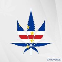 flagga av cape verde i marijuana blad form. de begrepp av legalisering cannabis i cape verde. vektor