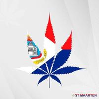 Flagge von sint maarten im Marihuana Blatt Form. das Konzept von Legalisierung Cannabis im sint maarten. vektor