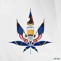 Flagge von Utah im Marihuana Blatt Form. das Konzept von Legalisierung Cannabis im Utah. vektor