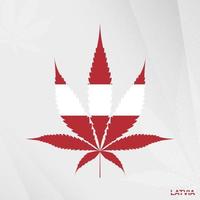 flagga av lettland i marijuana blad form. de begrepp av legalisering cannabis i lettland. vektor