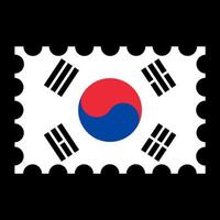 Porto Briefmarke mit Süd Korea Flagge. Vektor Illustration.