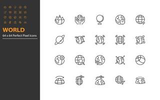 uppsättning av världens tunn linje ikoner vektor