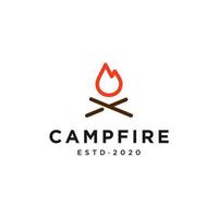 Hipster Lagerfeuer Holz und Flamme einfach Linie Logo Symbol Vektor Illustration Design