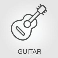 Gitarre minimal Symbol. Instrument Linie Vektor Symbol zum Websites und Handy, Mobiltelefon minimalistisch eben Design.